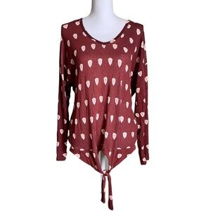 Mixed Women’s Long Sleeve Vneck Tie Front Top Size Large/Grande